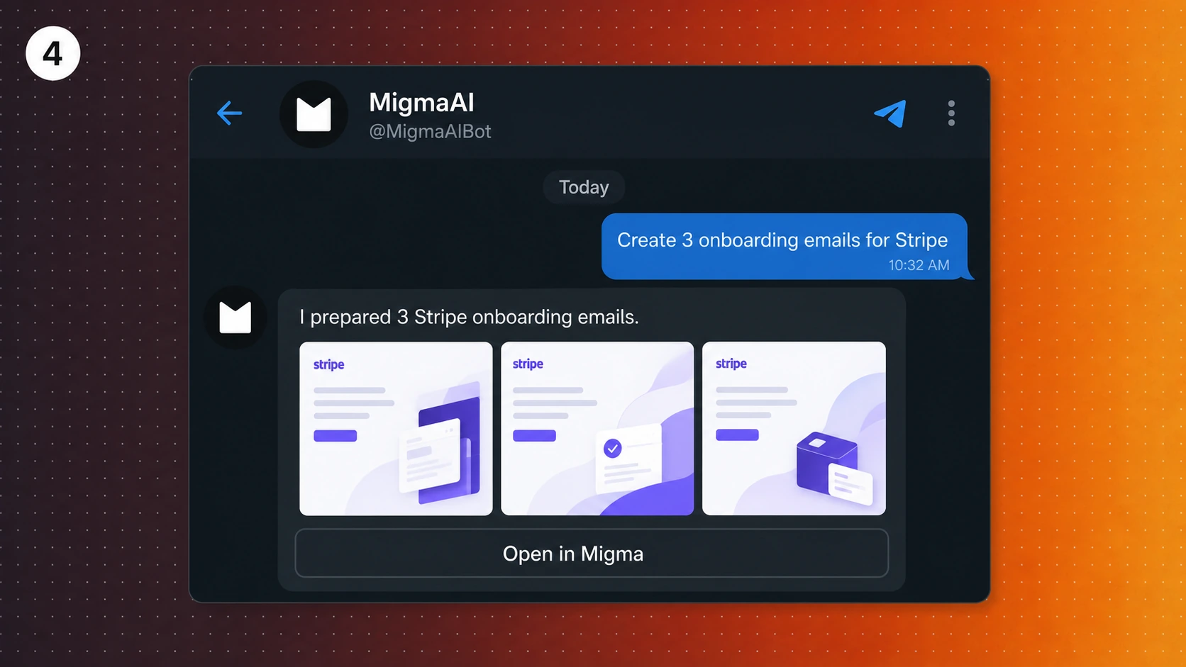 MigmaAI returning email previews in Telegram